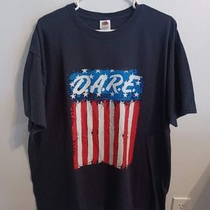 DARE T Shirt Black USA American Flag t shirt XL Rare